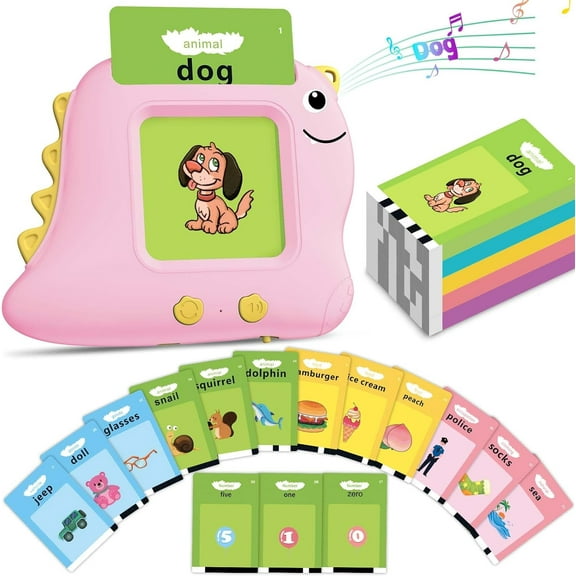 Kids Toddler Talking Flash Cards with 224 Sight Words Upgraded Toddler Learning Educational Gifts for Age 1-5 Years Old Boys and Girls - PINK