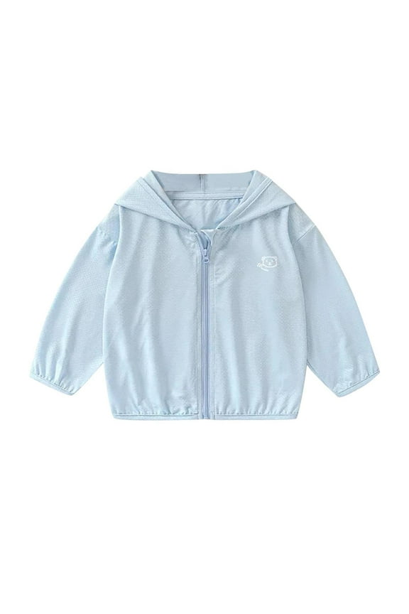 Kids Toddler UPF 50+ Athletic Sun Protection Jacket Hooded Boys Girls Zip Up Hoodie Cooling Shirt with Pockets Running Outdoor