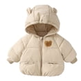 thumbnail image 1 of Kids Toddler Winter Coat Boys Puffer Jacket with Pocket Zip up Winter Hoodies Coat Warm Windproof Winter Warm Thick Hooded Coats Boys Size Bear ears 4-5 Years Winter Coat, 1 of 3