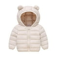 thumbnail image 1 of Kids Toddler Winter Coat Kids Puffer Jacket with Pocket Zipper Winter Hoodies Coat Solid Color Long Sleeve Child Puffer Jacket Boys Winter Coat Size Bear ears 6-7 Years, 1 of 3