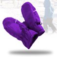 thumbnail image 1 of Kids Toddlers Fleece Lined Winter Gloves Waterproof Solid Color Mittens | Purple, 1 of 3