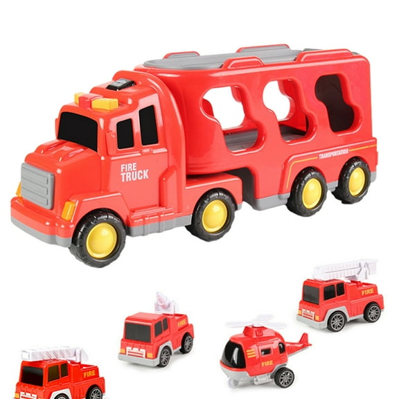Kids Toddlers Transport Engineering Toy Truck with Light and Music Children's Mini Engineering Truck Set Boys Girls Pull Back Toys Cars