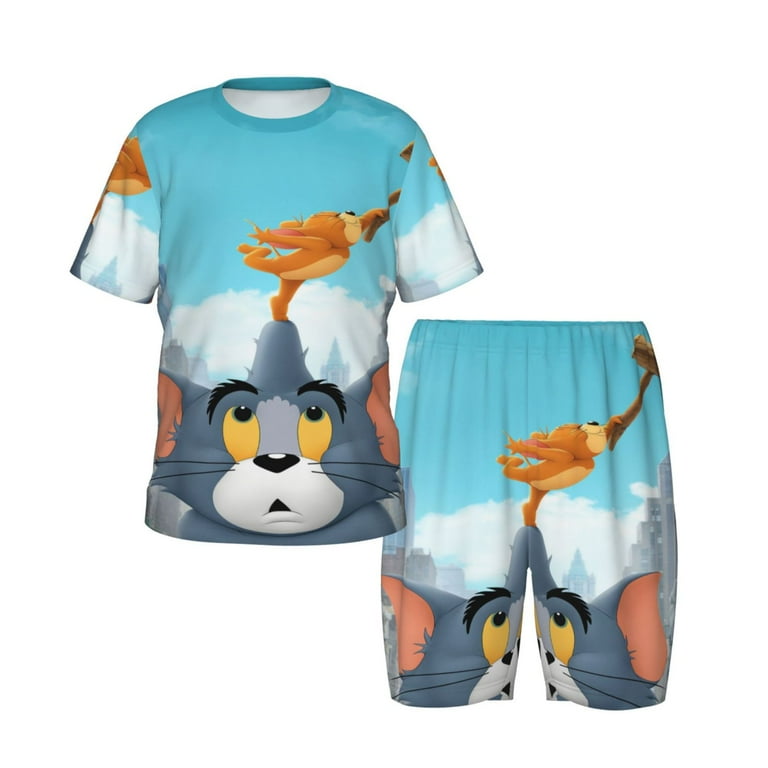 Kids Tom Cat Jerry Shirt And Short Set Cartoon Printed Pajamas Set