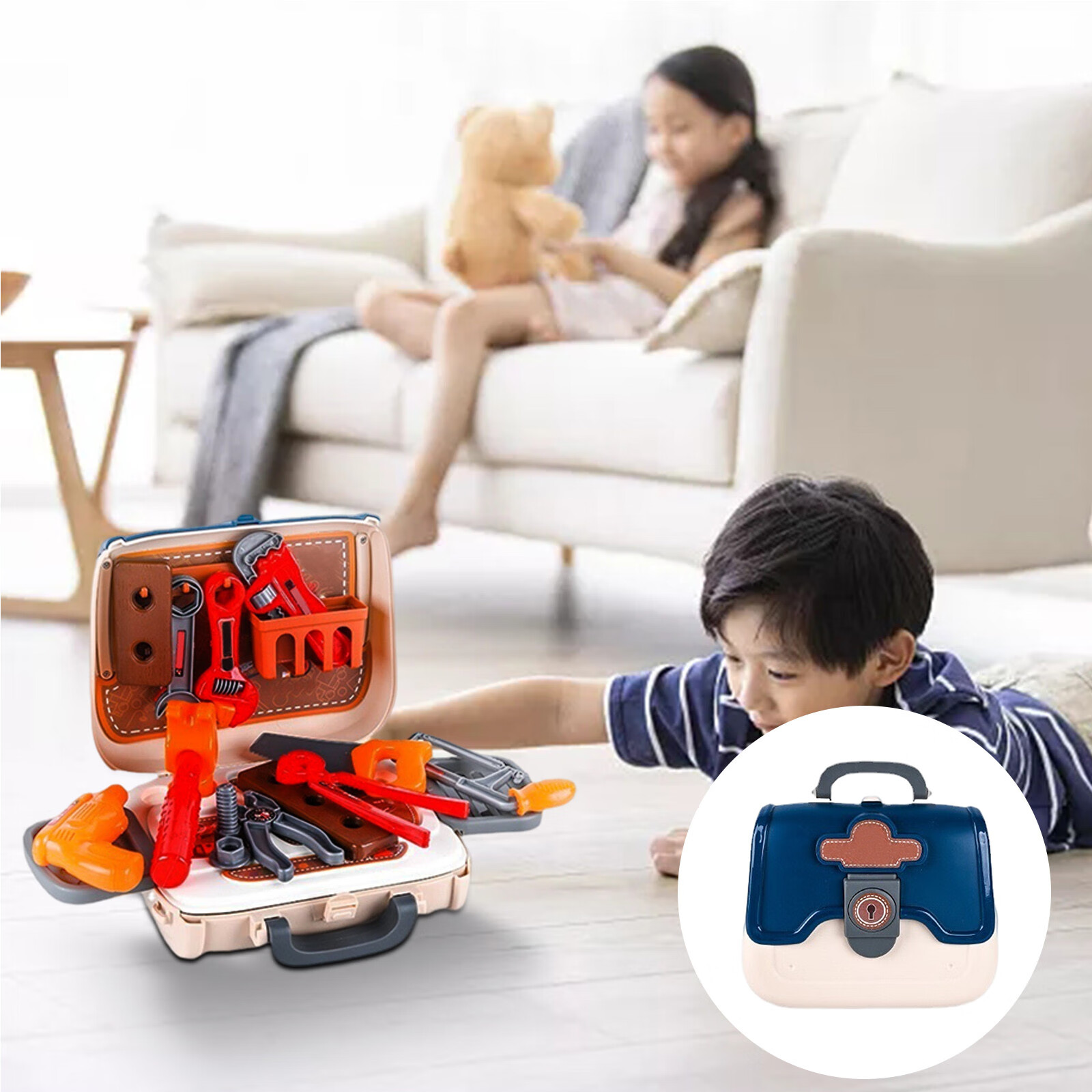 Kids Tool Set Toddler Tool With Tool Box & Electronic Toy Drill Pretend