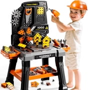 ConeWhale Kids Tool Workbench Toy Set Construction Mechanic Set Electronic Drill Sound 25.59 in Tall Ages 3-8