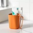 thumbnail image 1 of Kids' Toothbrush & Mouthwash Cup with 45° Drainage, Built-in Toothbrush Holder, Scandinavian Design, Easy-Grip Handle, 4 Bright Colors, 1-Pack, 1 of 5