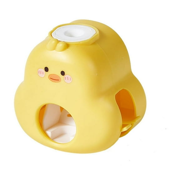 Kids Toothpaste Dispenser Duck Shape Wall Mounted Bathroom Toothbrush Holder