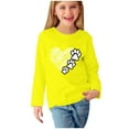 thumbnail image 1 of Kids Tops Girls 8-9 Years Cotton Long Sleeve Basic Shirts Cute Print 3-13Y Pullover Tween Girl Clothes, Yellow, 4 Years, 1 of 5