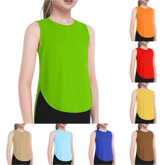 Kids Tops & Tees Athletic Tank Top for Kids Summer Casual Everyday Comfort Lightweight Sleeveless Shirt with Curved for Play