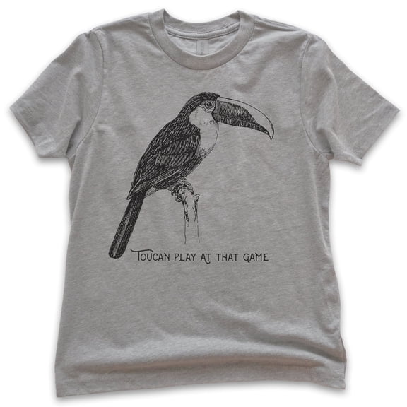 Kids Toucan Play At That Game Shirt, Youth Kids Boy Girl T-Shirt, Toucan Shirt, Animal Pun Shirt, Bird Shirt, Dark Heather Gray, Large