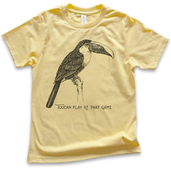 Kids Toucan Play At That Game Shirt, Youth Kids Boy Girl T-Shirt, Toucan Shirt, Animal Pun Shirt, Bird Shirt, Yellow, Medium