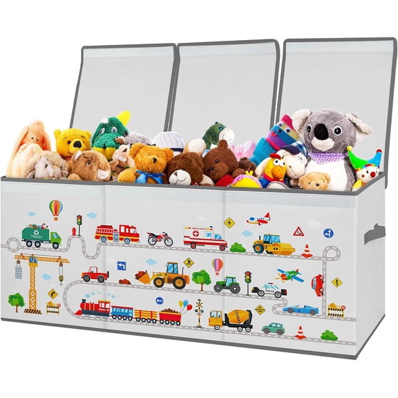 Kids Toy Box Storage Chest Collapsible Storage Bin with Lids Handles for Boys Girls Toddler, Large Kids Toy Organizer Box for Kidsroom Bedroom Playroom Nursery,37.7"x12.5"x15.7"