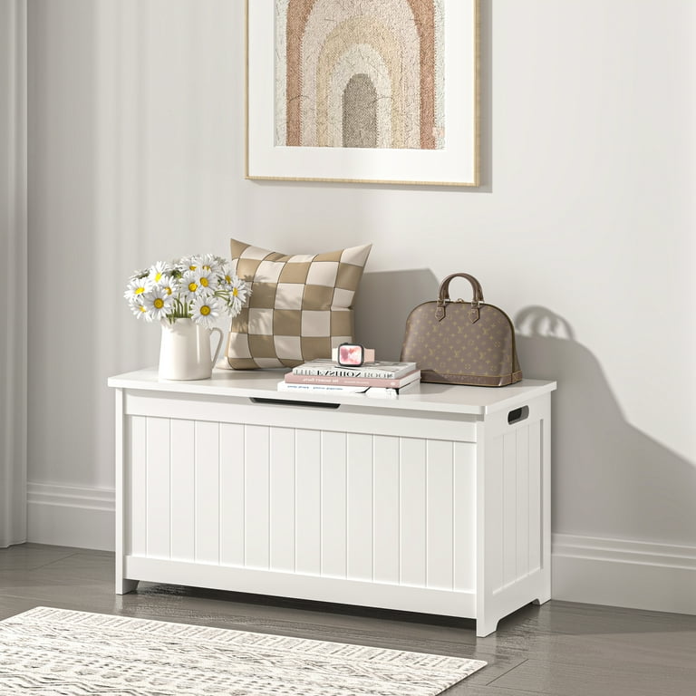 Large Natural Wood Toy Chest, Safety Hinge Lid, Kids Organizer