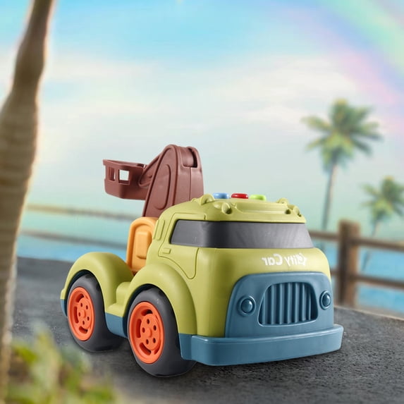 Kids Toy Cars, TOUMENY Sound Light Music Simulation Engineering Car Mini Excavator Cement Car, Plastic Pull Back Vehicles for Boys Girls Gift, Green