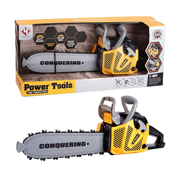 Kids Toy Chainsaw For Role Play With Sound And Light Battery Powered Power Tool Construction Toy For Boys And Girls 3+
