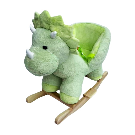 Kids Toy Dinosaur Rocking Horse with Jingle Bells – Soft Plush Ride‑On Rocker, Safety Belt & Steel Frame, Interactive Toddler Toy for 1‑3 Years, Green