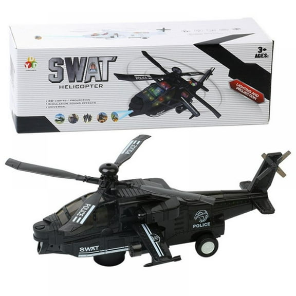 Kids Toy Military Helicopter with Lights Sounds Bump for Baby Age 2,3+