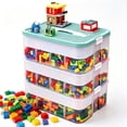 thumbnail image 1 of Toy Organizer for Lego Storage , 3 Layers Stackable Storage Bins with Compartments, Kids Toy Container Box,Clear Building Blocks Container Box with Baseplate Lids, 1 of 8