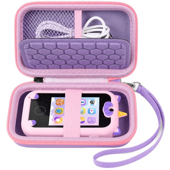 Kids Toy Smartphone Case Compatible with Kikapabi/for Joozfee/for dancingcow/for Prysyedawn, Learning Toys Holder for Toddler Play Cell Phone, SD Card, Lanyard and Cable Accessories- Purple