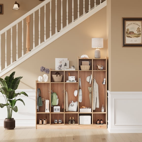 Kids Toy Storage Organizer - 5-Tier Shelf with 9 Cubbies. 10 Hooks for Books.  & Clothes. Anti-Tip Design