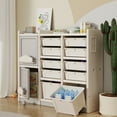 thumbnail image 1 of Kids Toy Storage Organizer, Multipurpose Bookshelf and Toy Chest, Toddler Storage Cabinet with Bins and Cabinet for Kids Room, Playroom, Nursery, 1 of 7