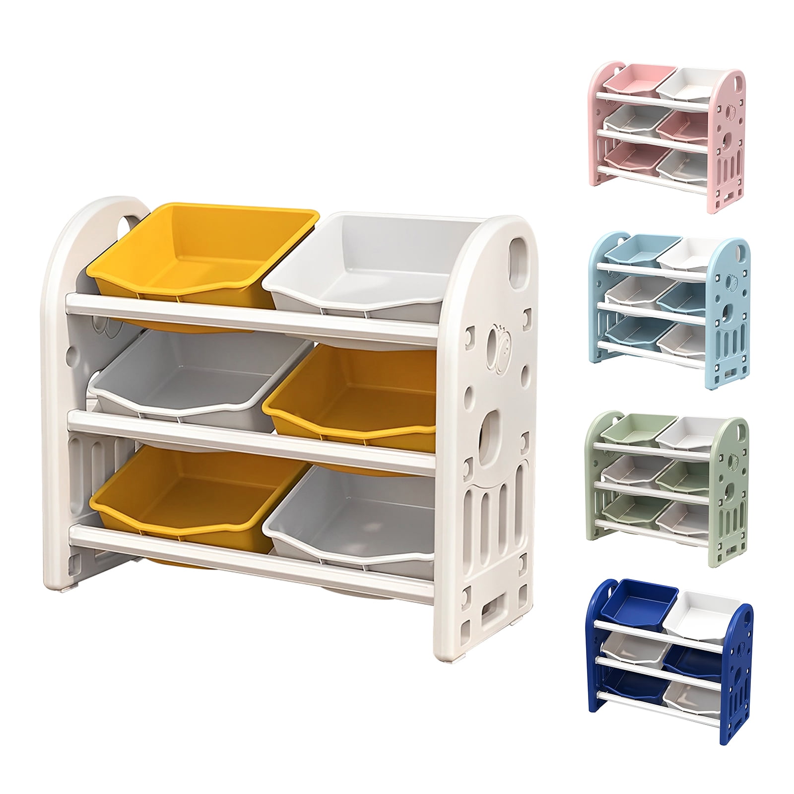Kids Toy Storage Organizer With 6 Bins MultiFunctional 3Tier Shelf