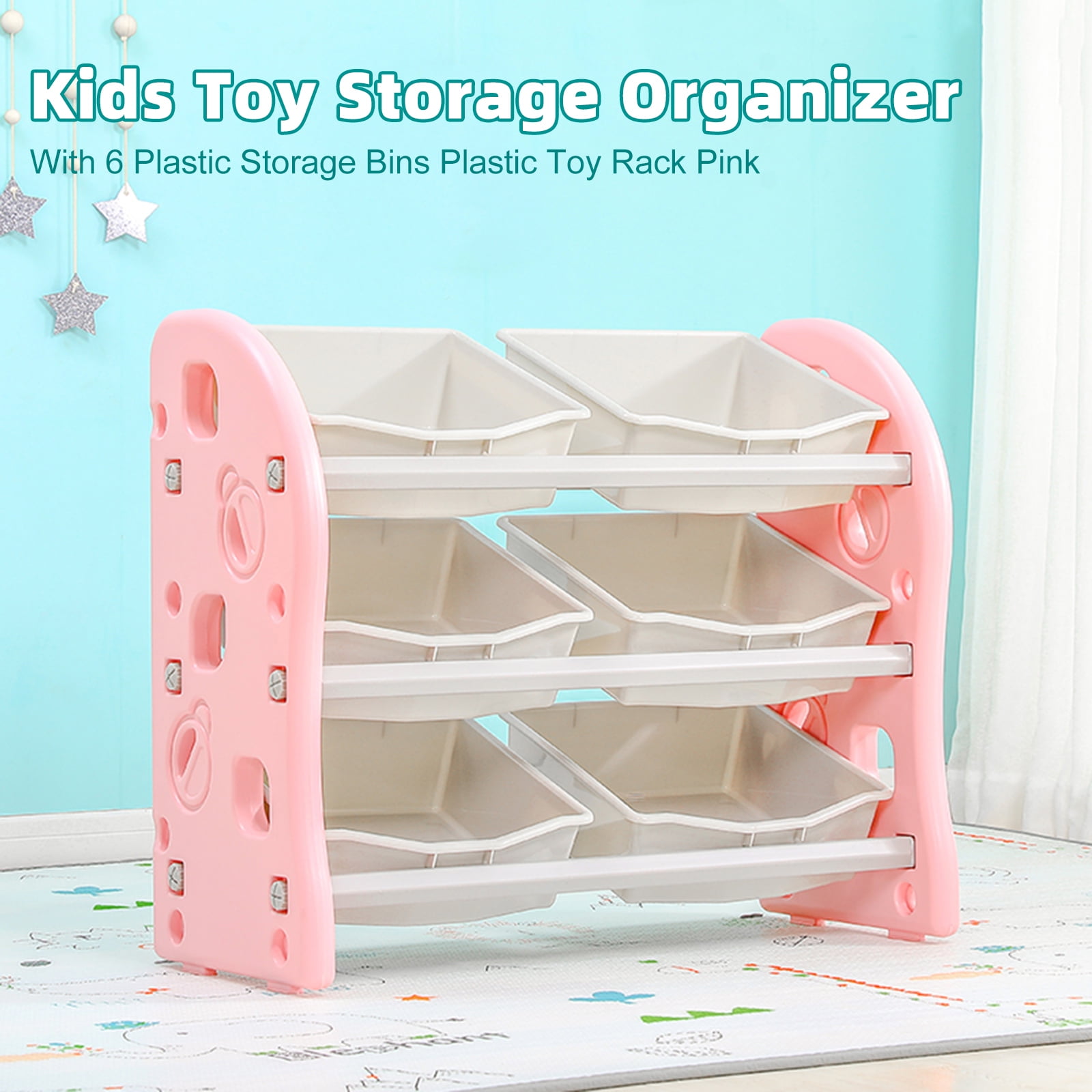 Kids Toy Storage Organizer With 6 Plastic Storage Bins Plastic Toy Rack ...