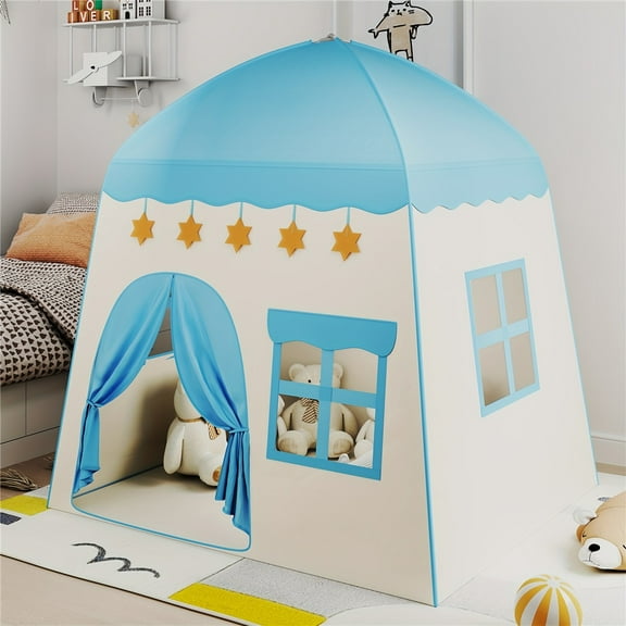 Kids Toy Tent Including Star Lights And Balloons, Boys And Girls Play Tent, Princess Theater, Indoor Pink Castle Fantasy Fairy Tale Tent, Birthday Holiday Gift, Safe Material