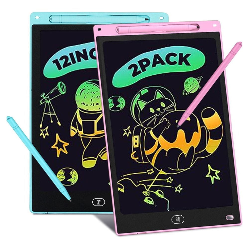 Kids Toys 2 Pack LCD Writing Tablet, 12 in Colorful Toddler Drawing Pad Doodle Board Erasable, Educational Learning Toys Birthday Gifts for 3 4 5 6 7 Girls Boys