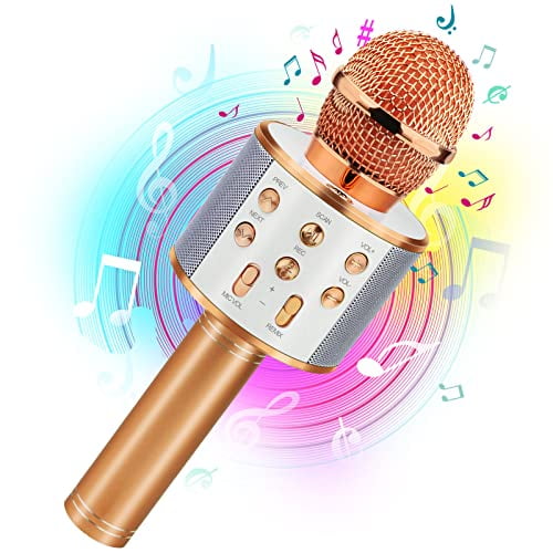 Kids Toys for 5 6 7 8 9 Year Old Girls,Handheld Bluetooth Karaoke Microphone for Kids Gifts for Teenage Girls Christmas Birthday Gifts for 7-12 Year Old Girls Toys - Rose Gold