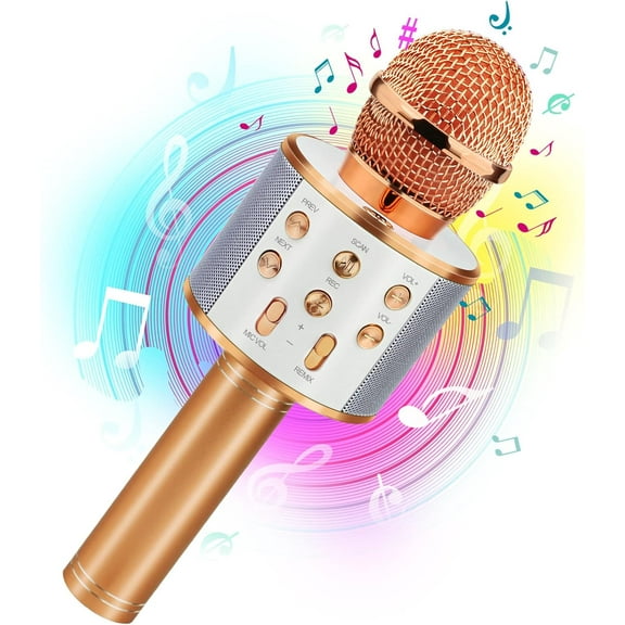 Kids Toys for 5 6 7 8 9 Year Old Girls, Handheld Bluetooth Karaoke Microphone for Kids Gifts for Teenage Girls Christmas Birthday Gifts for 7-12 Year Old Girls Toys - Rose Gold