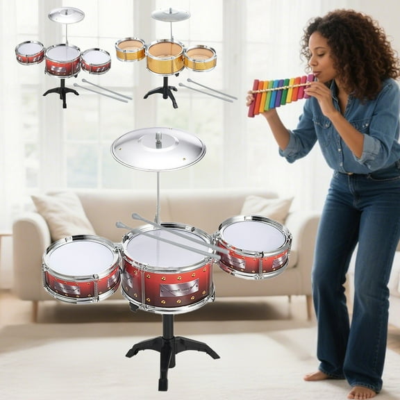 Kids Toys under $5! CQCYD Kids Drum Set with Light, 7 PCS Drum Set for Toddlers 1-3, Kids Jazz Drums Ages 5-7 Musical Instruments Toys for Beginner Boys Girls Gifts