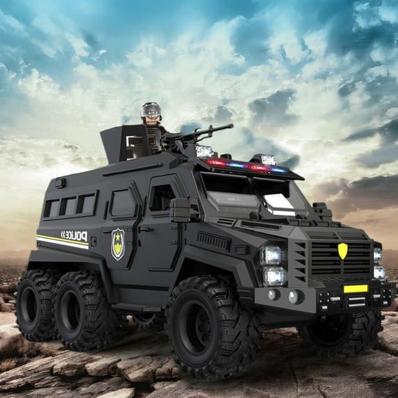 Kids Toys under $5! CQCYD Six-Wheel Off-Road Police Cars, Pull Back Toy Cars for Kids Age 6+, Military Armored Vehicle Car Model Toys with Sound and Light for Adult Kids