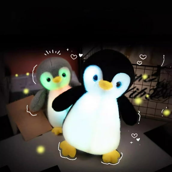 Kids Toys under $5 Fufafayo Creative Twinkle Glowing Penguin Shape Plush Throw Pillow, Night Light Pillow Cushions Stuffed Toys Gifts for Kids, Christmas