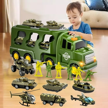 Kids Toys under $5 Fufafayo Military Vehicles Playsets, Army Toy Vehicle Models Alloy Metal Vehicle with Army Men, Truck Tank Helicopter Toys Military Toys for Boy Girl Kid Birthday Gift