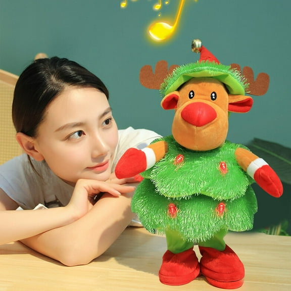 Kids Toys under $5 Fufafayo Singing Dancing Christmas Tree, Electric Wiggle Stuffed Christmas Tree Plush toy with Music Song, Animated Christmas Tree Table Cute Decoration for Family
