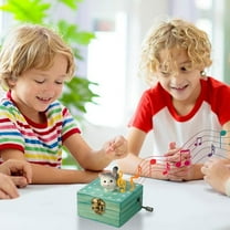Kids Toys under $5 Fufafayo Wooden Music Box, Hand Cranked Small Musical Boxes for Kids, Wooden Musical Box Gifts for Girlfriend Boyfriend Family Friends Birthday Festival