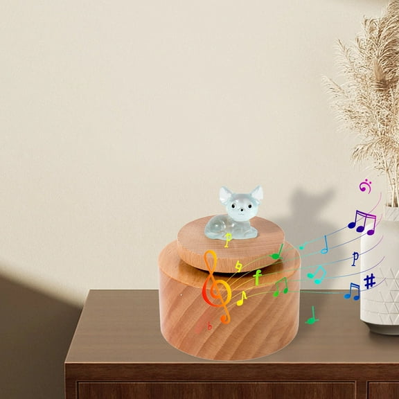 Kids Toys under $5 Fufafayo Wooden Music Box Rotating Music Box Wooden Mini Music Box for Women Girls Mom Birthday Christmas Easter Party Desktop Display