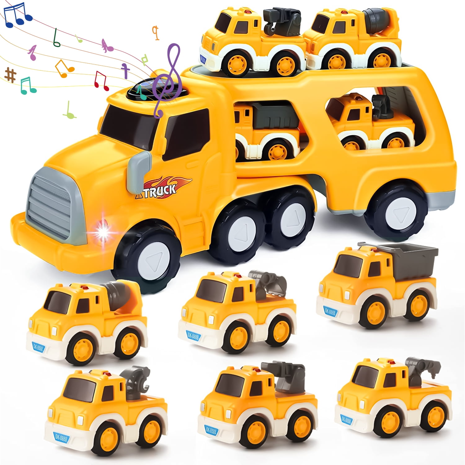 Funsmile Kids Toys Car for Boys Boy Toy Trucks 6 in 1 Carrier Vehicle  Transport Toys Birthday Party Boy Gifts for Kids