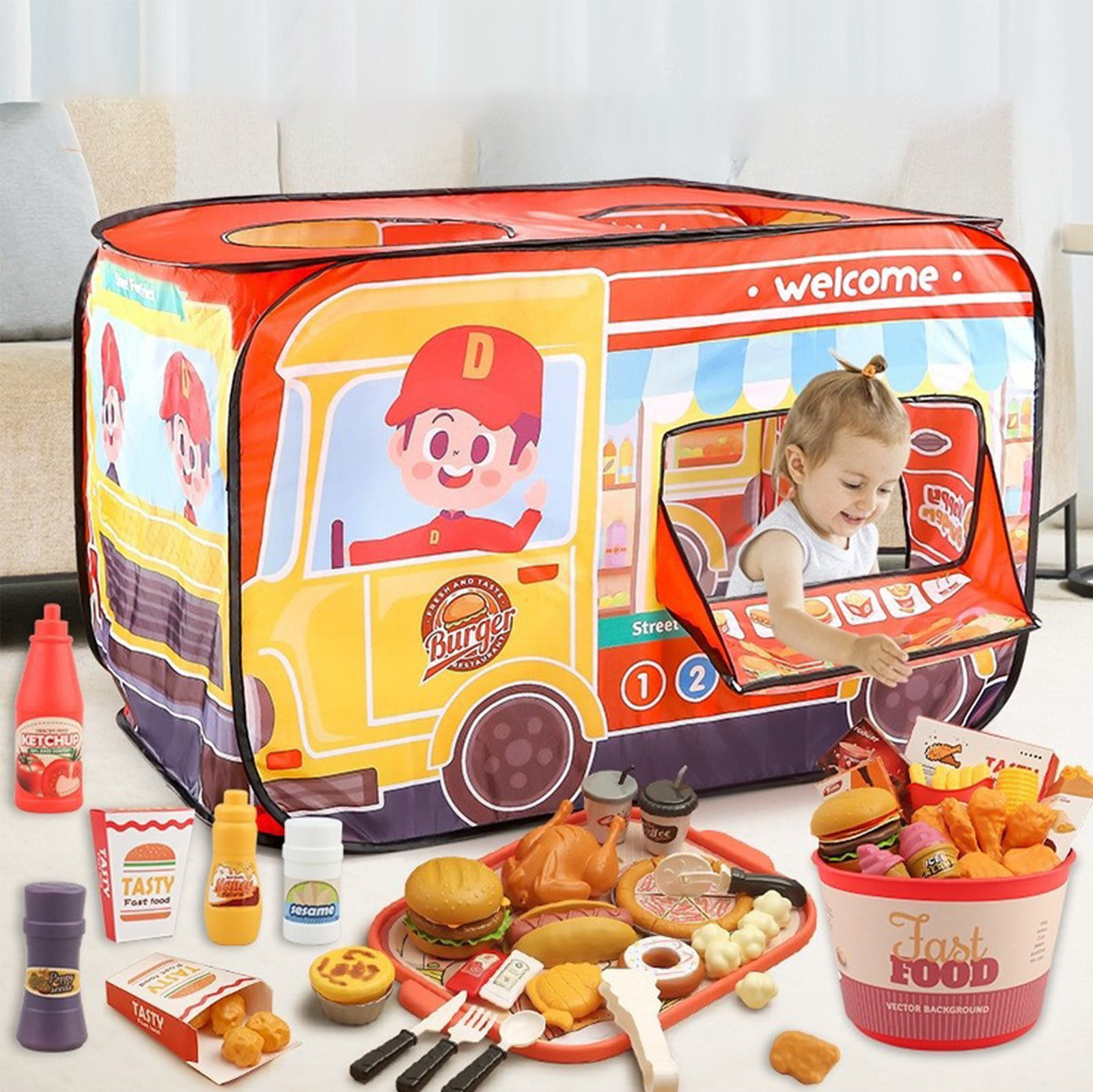 Kids Toys Clearance under $5! kkbbma Food Truck Play Tent,Pretend Play Toys for Toddlers,Indoor \u0026 Outdoor Toy Tents for Kids,Trucks for Boys \u0026 Girls