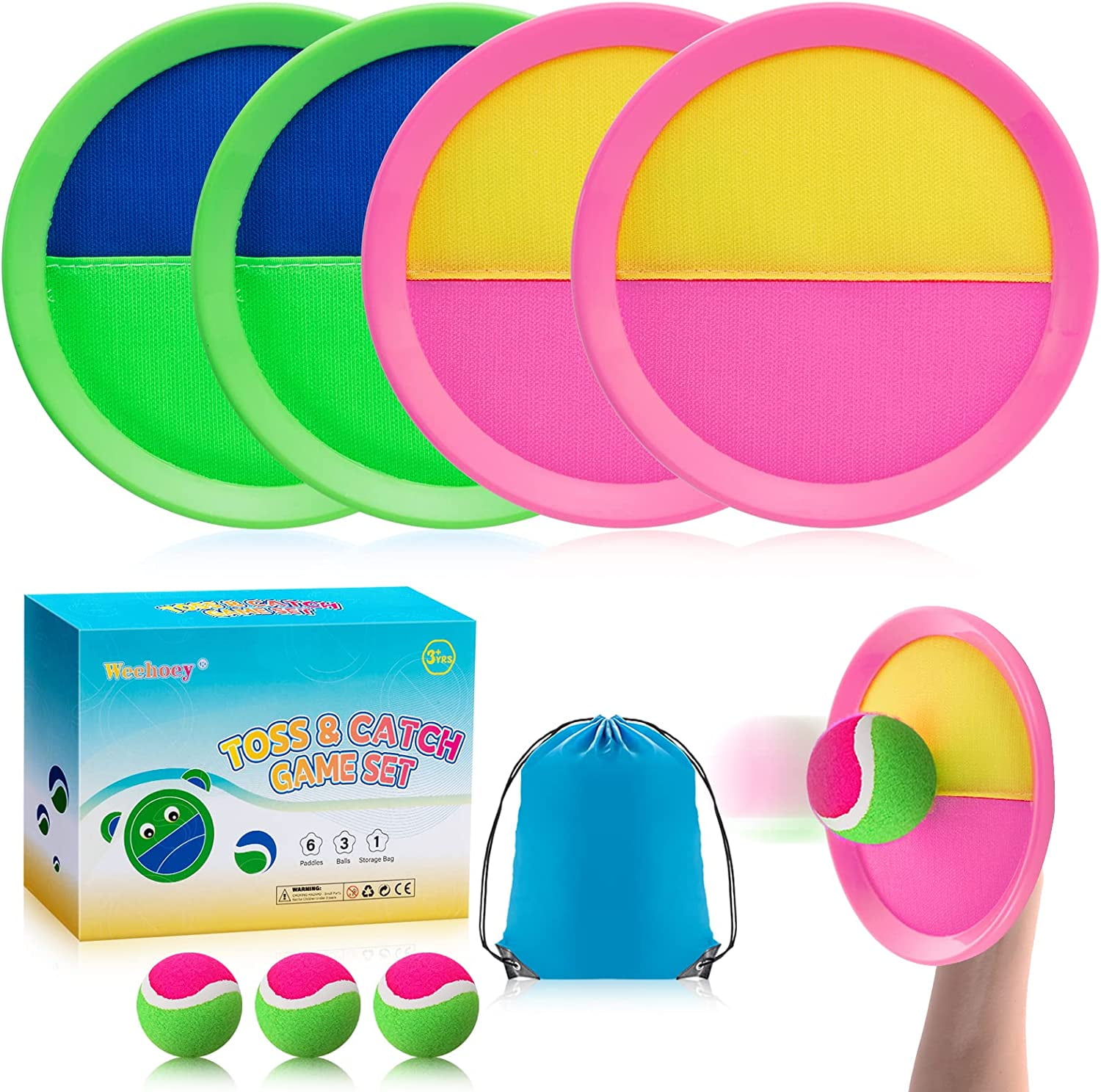 Kids Toys Outdoor Games for Kids, Toss and Catch Ball Set with 6