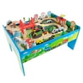 thumbnail image 1 of Kids Toys Play 75 Pc Train Set Wooden Table 32 x 23 x 15 Roads Scene Toddlers, 1 of 5