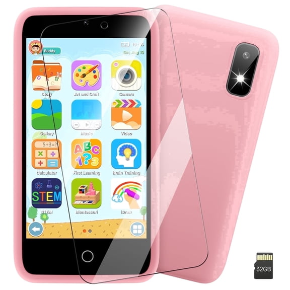 Yussbcu Kids Toys Smart Phone, 3.97’’ Toddler Learning Toys Cell Phone, 32GB, 200+ Games with Parental Control, Boys Girls 3-12 Christmas Birthday Gifts