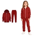 thumbnail image 1 of Kids Track Suits Girls Zipper Red Sweatsuit Girls Hoodie Sweatshirt Sweatpants Set Jogging Suits for Girls 9-10 Years, 1 of 9