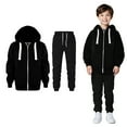 thumbnail image 1 of Kids Tracksuit Athletic Sweatsuits Sets,2 Piece Long Sleeve Full ZipBlack Hoodie Sweatpants Joggers Set Winter Clothes Boys' Tracksuits 4-5 Years, 1 of 8