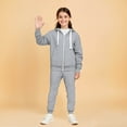 thumbnail image 1 of Kids Tracksuit Athletic Sweatsuits Sets 2 Piece Long Sleeve Gray Zip Up Hooded Sweatsuits and Jogger Pants Winter Clothes Girls Matching Sets 9-10 Years, 1 of 6