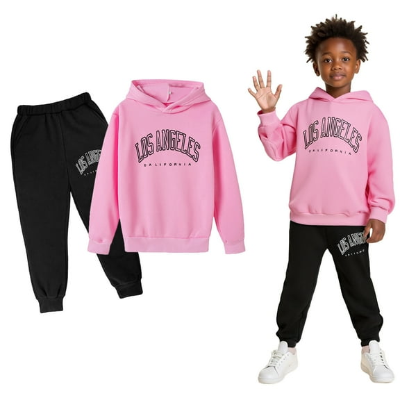 Kids Tracksuit Athletic Sweatsuits Sets,2 Piece Long Sleeve Letter Pattern Basic Hoodie and Active Jogger Pants Winter Clothes Girls Sets 3-4 Years