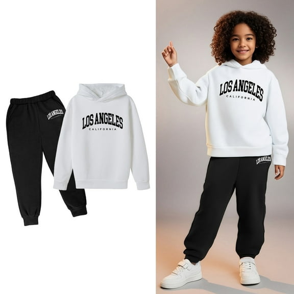 Kids Tracksuit Athletic Sweatsuits Sets,2 Piece Long Sleeve Letter Pattern Sweatshirt Jogging Pants Winter Clothes Clothes for Girls 5-6 Years