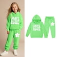 thumbnail image 1 of Kids Tracksuit Athletic Sweatsuits Sets,2 Piece Long Sleeve Light Green Sweatshirt and Jogger Sweatpants Fall Winter Clothes Boys Girls Jogger Set 6-7 Years, 1 of 7
