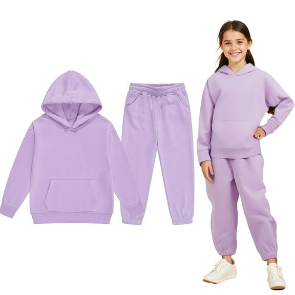 Kids Tracksuit Athletic Sweatsuits Sets 2 Piece Long Sleeve Solid Hooded Sweatsuits Pullover and Jogger Pants Winter Clothes Boys Active Tracksuit Set 4-5 Years